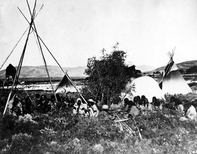 American Indians with Teepees by American Photographer